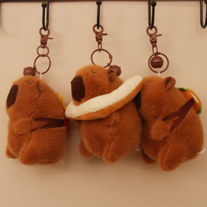 Dễ thương bông capybara mềm búp bê sang trọng trở lại Burger capibala đồ chơi với Keychain phụ kiện cho quà tặng - Product Image 3