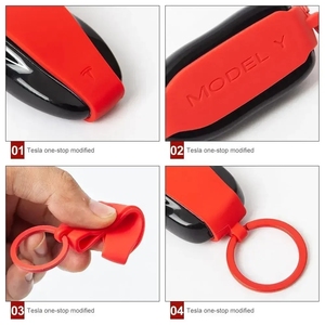 Funda de silicona para llave de coche original con llavero metálico para <span class=keywords><strong>Tesla</strong></span> Model 3 X S Y, accesorios, soporte para llave para <span class=keywords><strong>Tesla</strong></span> Model 3 - Product Image 6