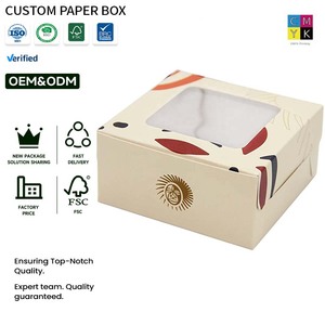 Boîte cadeau personnalisée de petite taille avec fenêtre, boîte en papier kraft épais et robuste pour mini-desserts, biscuits, chocolats, fraises, gâteaux - Product Image 1