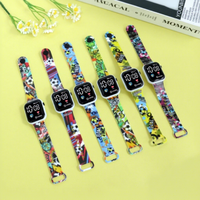Jam Tangan Olahraga Digital Plastik Kustomisasi ODM 2026 dengan Cetakan Kartun, Jam Elektronik LED, Jam Tangan Universal Pria