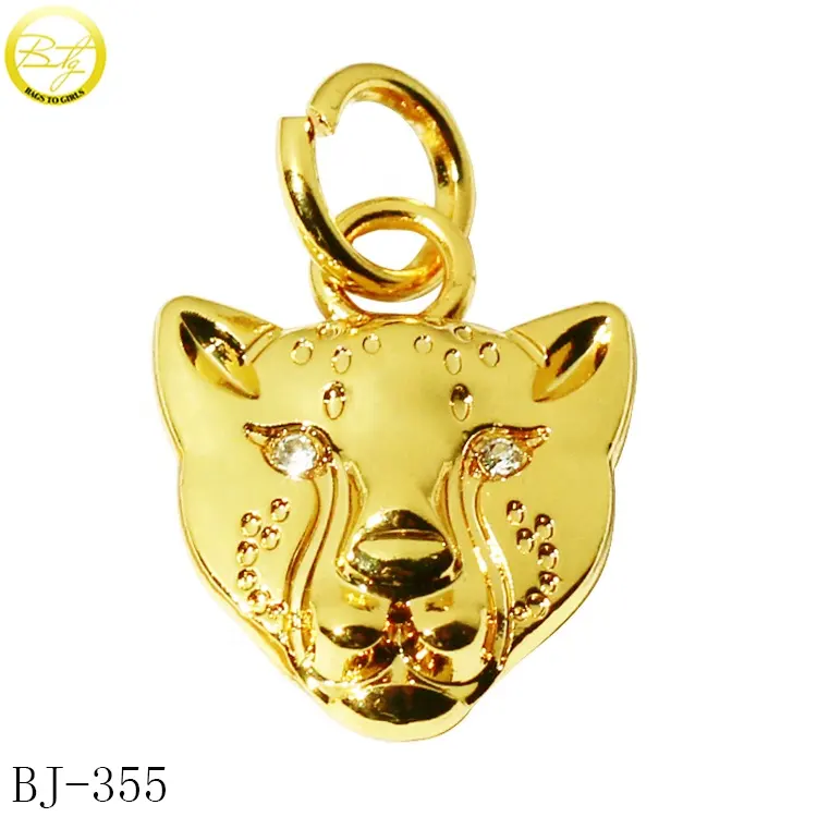 Metal Pendant Custom Made Lion Logo Embossed Metal Pendant Zinc Alloy Designer Gold Metal Hang Charms For Diy Bracelet