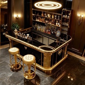 Bancone <span class=keywords><strong>Bar</strong></span> Moderno di Lusso in Acciaio Inossidabile con Piano in Marmo, Design Autoportante per <span class=keywords><strong>Bar</strong></span> Domestici e Hotel, Illuminazione <span class=keywords><strong>a</strong></span> LED - Product Image 5