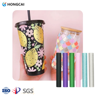 Hongcai éco-solvant PVC auto-adhésif vinyle rouleau coloré brillant paillettes sans bulles Air autocollant pour affiche matériaux