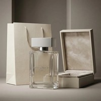 Flacon de parfum rectangulaire de luxe avec vaporisateur 100 ml, logo personnalisable et boîte d'emballage, échantillons gratuits fournis