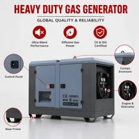 Groupe électrogène diesel Ricardo triphasé 20 kVA super silencieux à faible consommation de carburant 480 V avec grand réservoir de carburant, capot insonorisé et ATS portable