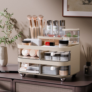 Cosmetic Storage Box <b>Drawer</b> Style Dustproof Large Capacity Desktop Organizer for Makeup Skincare Lipstick <b>Dressing</b> <b>Table</b> - Product Image 3