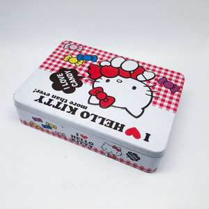 Caja de regalo rectangular de Hello Kitty de gran tamaño directa de fábrica, embalaje de metal de hojalata de calidad para galletas y aperitivos - Product Image 4