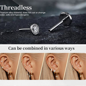 Clous d'<span class=keywords><strong>oreille</strong></span> en forme <span class=keywords><strong>de</strong></span> coquillage, sans fil, plaqués PVD, pour perçage d'<span class=keywords><strong>oreille</strong></span>, faciles à nettoyer, maintiennent <span class=keywords><strong>l</strong></span>'hygiène, alliage <span class=keywords><strong>de</strong></span> titane ASTM-F-136, mariage - Product Image 5