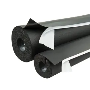 Isolamento térmico, pré-dividido preto borracha tubo de isolamento nbr de borracha pvc tubo de isolamento com auto-adesivo