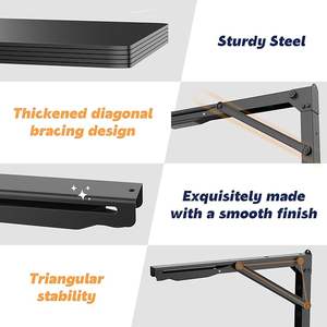 Braket rak lipat tempel dinding segitiga engsel untuk dilipat braket meja dukungan bangku kerja untuk garasi, paket <span class=keywords><strong>2</strong></span> - Product Image 2