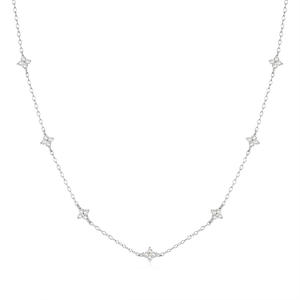 قلادة البرسيم رباعي الأوراق الكورية البسيطة من الفضة الإسترلينية عيار 925 مع زركون مكعب للنساء للارتداء اليومي وكهدية - Product Image 2