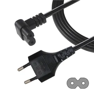 Flat white black Universal CEE7/16 to IEC320 C7 Figure 8 Connector EU 2 prong AC power cord cable