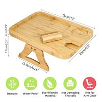 Plateau TV portable en bambou, design classique, pliable, avec porte-gobelet rotatif et pince de fixation pour accoudoir de canapé, pour boissons, collations et télécommande, idéal pour le salon