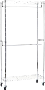 Porte-vêtements et organisateur de placard en fil de chrome flexible à double rail - Product Image 3