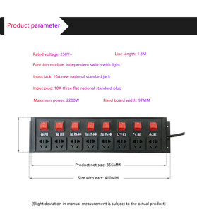 Onafhankelijke Schakelaar Dubbele Rij 8-Positie Zuiver Koper Dikke 1.8M Verlengsnoer Power Strip - Product Image 4