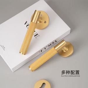 Brass <strong>Door</strong> Handle Factory Direct Sales Knurled Interior Privacy Brass Gold Entry <strong>Door</strong> Handles Luxury With Lock - Product Image 2