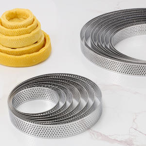 Cercle à <span class=keywords><strong>tarte</strong></span> <span class=keywords><strong>perforé</strong></span> en acier inoxydable 430, <span class=keywords><strong>moule</strong></span> à <span class=keywords><strong>tarte</strong></span> rond, <span class=keywords><strong>moule</strong></span> à pâtisserie, <span class=keywords><strong>moule</strong></span> à gâteau français, plusieurs tailles, cercle à mousse - Product Image 4
