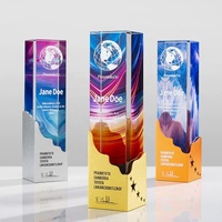 Cube créatif personnalisé en gros K9 trophée en verre clair verre métal étoile Base Souvenir Laser pentagramme concours cadeaux