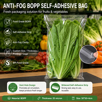 Voedselveilige BOPP transparante anti-condens zelfklevende zakken voor verse producten, groenten, fruit, sla en supermarktverpakkingen