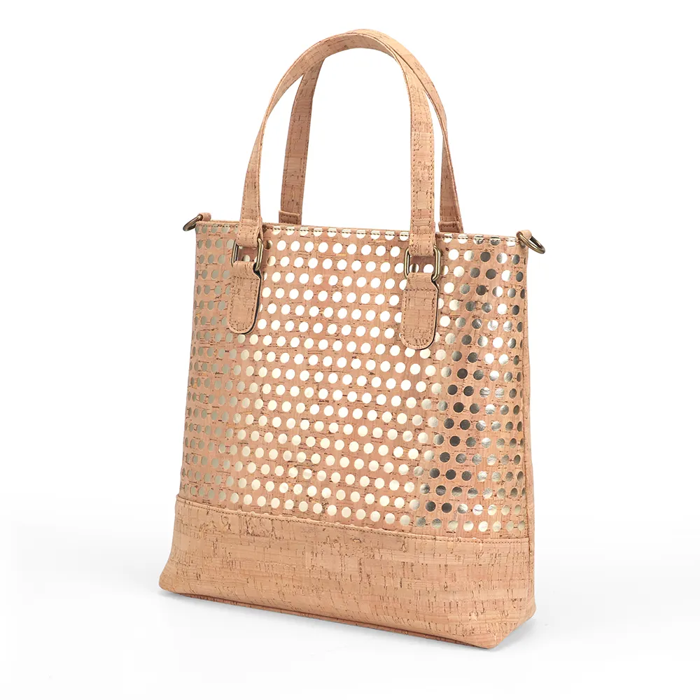 Cork Handbags Casual Tote Satchel and Golden Effect Eco Friendly Vegan Organic Natural Women Single Lady Zipper Cork Bag