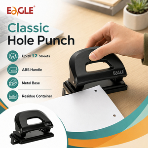 Eagle Wholesale Black Office Stationery <b>Set</b> Plastic Metal 2 Hole <b>Punch</b> <b>Set</b> NO.10 Stapler 12 Sheets Capacity Desktop Factory - Product Image 5