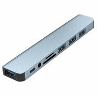 Hub USB 8-en-1 avec station d'accueil multiport USB 3.0 Type-C, prise en charge des cartes SD, prise audio 3,5 mm, en alliage d'aluminium, en stock