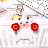 Mini Amigurumis en tricot, figurines animales du zodiaque chinois, porte-clés cochon vache, breloques au crochet, accessoires pour sacs et porte-clés, faits à la main