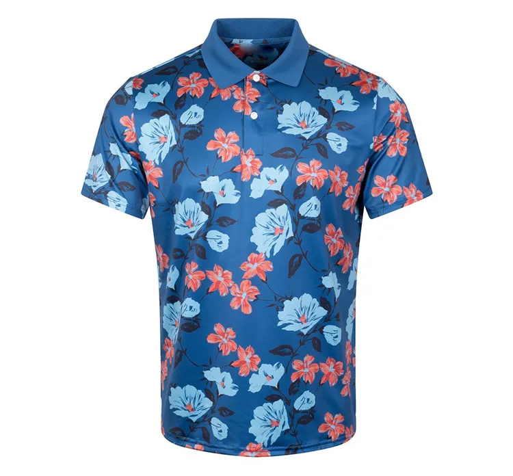 2023 New Design Summer Mens Clothing Polo Shirts Slim Floral Printing Golf Polo Shirts Custom Logo Golf Polo For Men