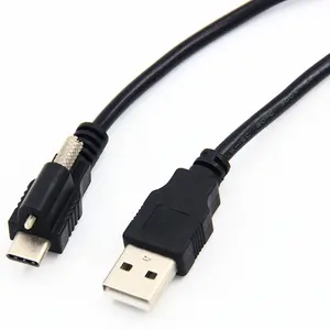 1.0 Meter Black USB 3.0 Type C Cable with Screw Lock