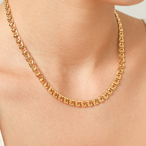 Collier fin et délicat en chaîne plate, anti-ternissement, en acier inoxydable plaqué or 18 carats, accessoires quotidiens pour femmes - Product Image 2