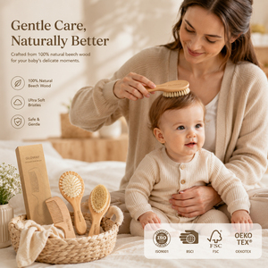 <span class=keywords><strong>Brosse</strong></span> à cheveux pour bébé <span class=keywords><strong>en</strong></span> <span class=keywords><strong>bois</strong></span> de hêtre naturel écologique avec logo personnalisé, poils de chèvre doux, <span class=keywords><strong>peigne</strong></span> <span class=keywords><strong>en</strong></span> <span class=keywords><strong>bois</strong></span> pour nouveau-né, traitement du croûtier de lait, toilettage - Product Image 1