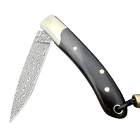 Couteau pliant portable de survie en plein air, camping, acier Damas, roulement à billes intégré, manche en ébène concave, nouvelle arrivée OEM ODM