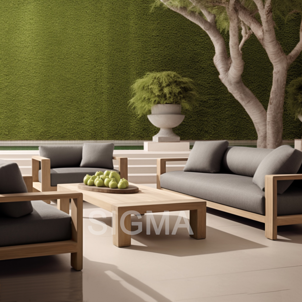 Sigma new design luxury sofa set patio furniture outdoor furniture set teak wood sofa single lounge chair