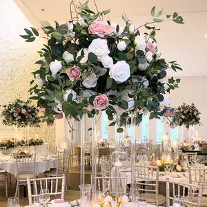 Boule de fleurs artificielles en soie HK-FB093 pour mariage, centre de table, décoration de table de mariage - Product Image 3