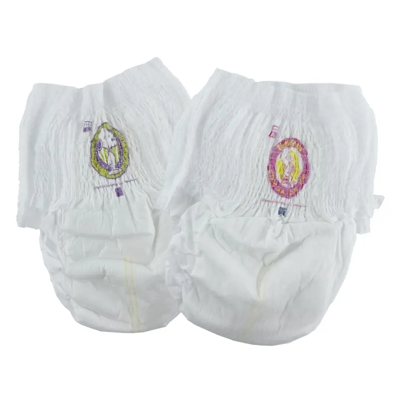 Fornecedor descartável respirável de algodão de amostra grátis preço barato fralda de calças de bebê de absorção ultra