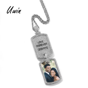 Kalung Rantai Hip Hop UWIN Full Iced Out Custom Foto 5A CZ dengan Tag Gambar Nama/Tulisan, Dropshipping - Product Image 6