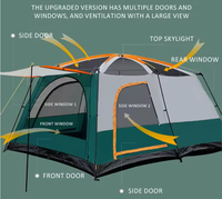 Tenda Outdoor untuk Berkemah, Kapasitas 8-12 Orang, Luas, Anti Air, Mudah Dipasang, 2 Kamar Tidur, 1 Ruang Tamu