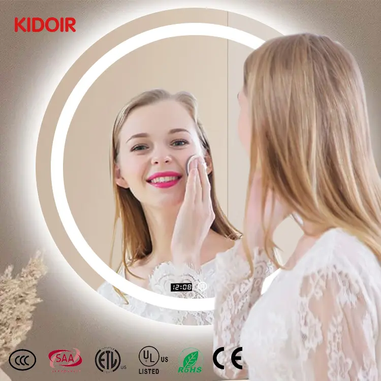 Espejo de maquillaje Led de precio inferior Kidoir espejo de pared de Hotel Led antiniebla iluminado con luz Led