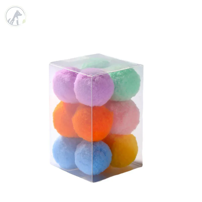 Wholesale Inventory Pack Colorful Pet Cat Toy Elastic Plush Ball Pet Chew Toys Soft Kitten Pom Poms Ball For Cats to Play