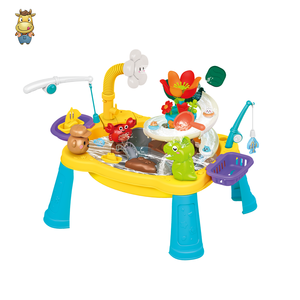 Table de jeu électrique tournesol pour sable et eau avec canne à pêche et fontaine, jouet sensoriel d'extérieur pour tout-petits, jouet de plage, vente en gros - Product Image 1