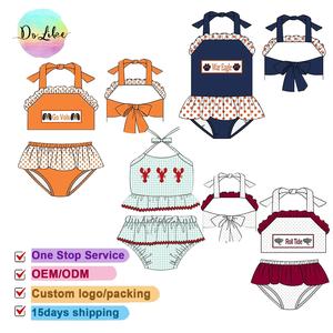 クイックドライ水着小さな女の子水着子供カスタム姉妹ビーチ服UPF50 + Seersucker水着 - Product Image 1