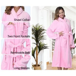 Peignoir de luxe en flanelle épaisse et douce pour femme, avec capuche, idéal pour l'hiver - Product Image 5
