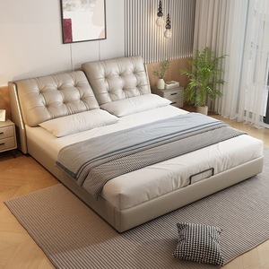 Modern Hard Wood Frame Master Bedroom Wedding Bed with Storage With Storage <strong>Head</strong> <strong>Board</strong> - Product Image 4