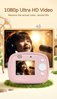 Appareil photo instantané pour enfants Sourcing Ark Unicorn Dinosaur, 24MP, 1080p, écran 2,4 pouces, double objectif, impression thermique, jouet photo portable D1B