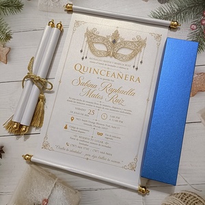 Invitaciones de Quinceañera Vintage en Dorado y Rojo con Borlas, Caja de Invitaciones con Impresión Dorada para Fiesta de Bodas, Invitaciones Enrollables - Product Image 6