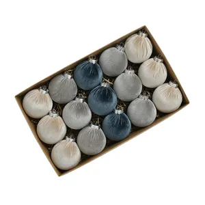 15 bộ quả bóng nhựa giáng sinh nhung được đóng gói trong hộp các tông để trang trí mặt dây chuyền cây thông giáng sinh