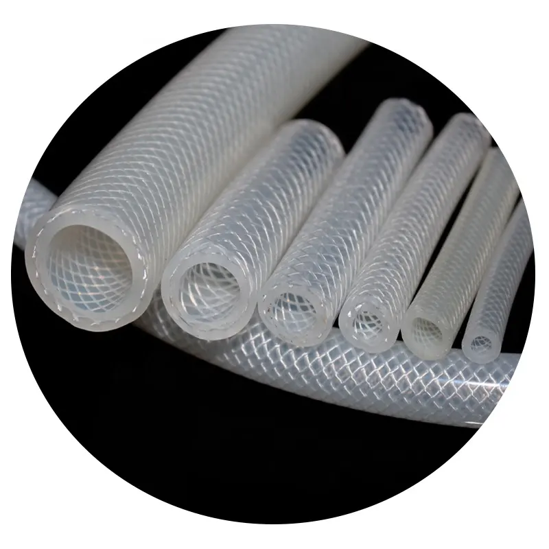 High-transparency high pressure medical grade smooth braided silicone rubber tubes braided silicon hose pipe