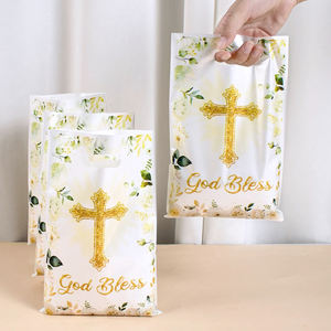 10 pièces/paquet première Communion fête faveur cadeau sacs dieu bénisse église en plastique croix poignée sac pour bébé baptême anniversaire décor - Product Image 5