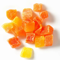 Papaye séchée et ananas séchés coupés en dés sur mesure, en diverses tailles, fruits secs naturels frais déshydratés, dés colorés mélangés, AD, bon marché
