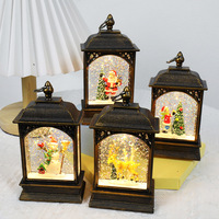 Décorations de Noël lumineuses en forme de bonhomme de neige, lampe à vent plate en plastique de dessin animé, remplie d'eau, pour intérieur, ornements de table